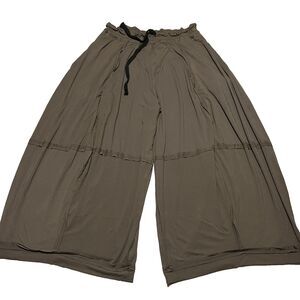 Kedem Sasson OS Drop Crotch Flowy Wide Leg Capri Pants Brown Gray Boho Indie